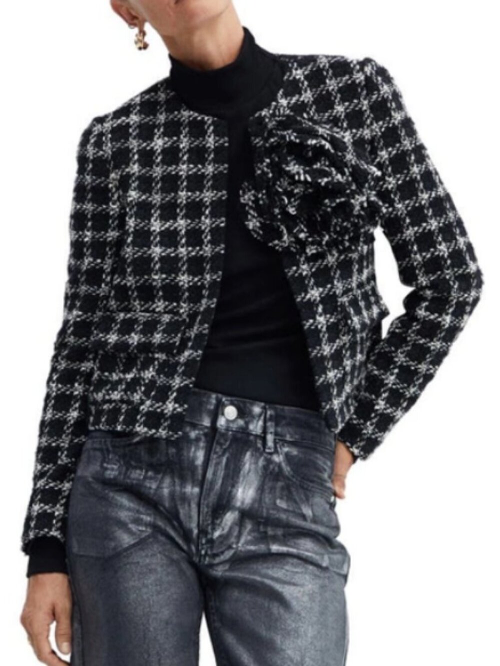 NWT Mango maxi floral tweed jacket Size S